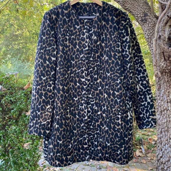 Nine West Leopard Print Zip Up Animal Print Women’s Coat Size Extra Large‎ NWT - Picture 3 of 11